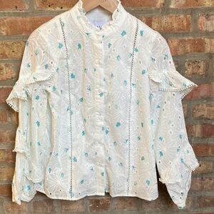 The shirt by Rochelle Behrens Eyelet Cotton Blouse.